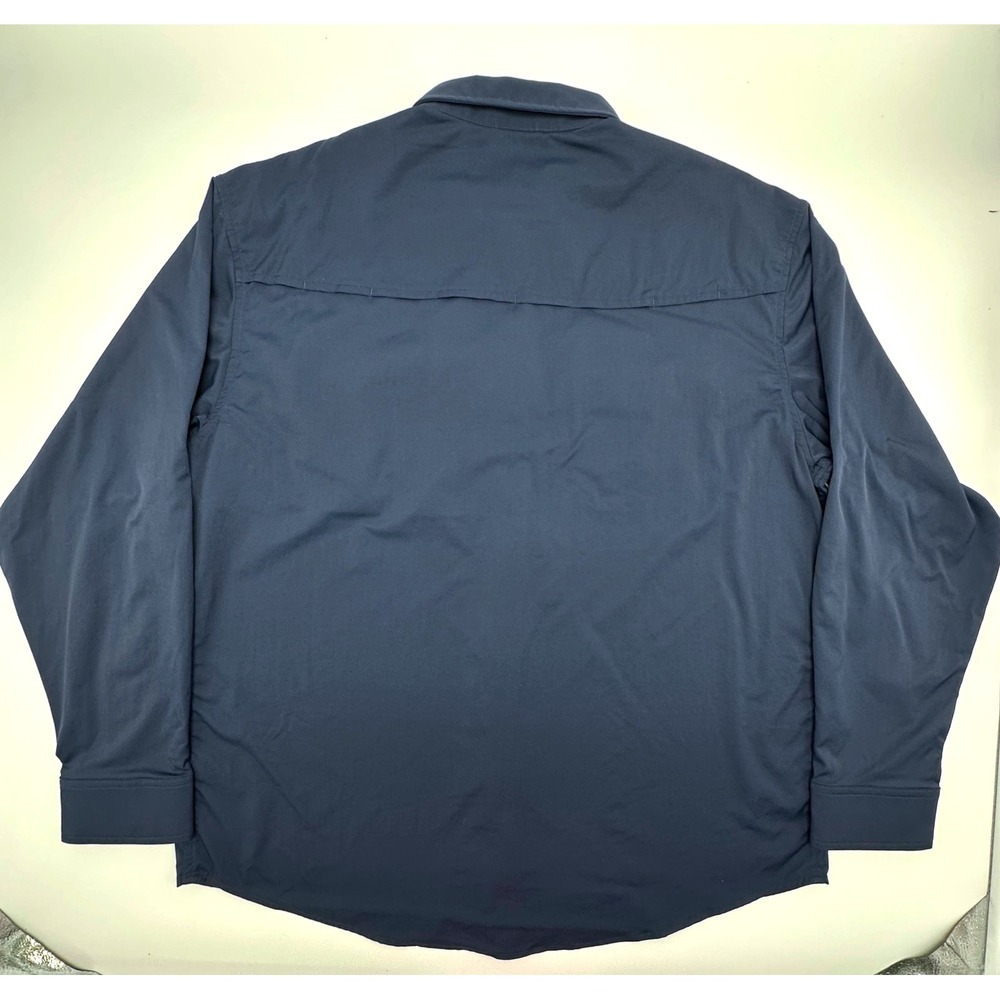 Poncho Outdoors Mens XL Regular Fit Fishing Shirt Navy Blue Magnetic Pocket Long - Picture 3 of 10